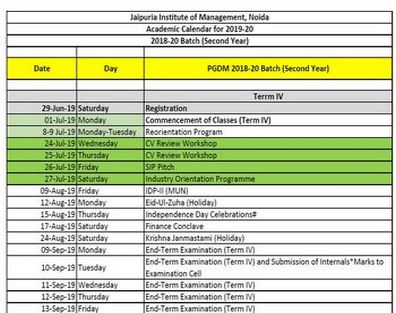 2.5.1 Academic Calendar PGDM AY 2018-20 (Second year)