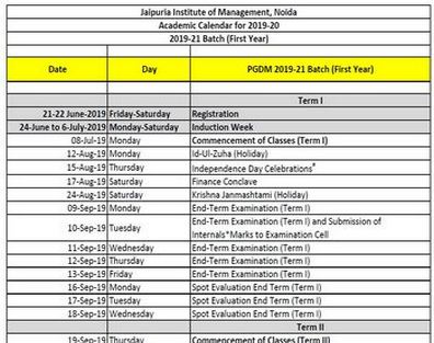 2.5.1 Academic Calendar PGDM AY 2019-21 (First Year)