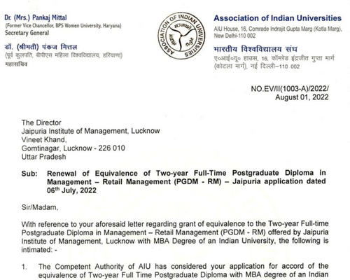 Jaipuria PGDM-RM 2022 to 2025